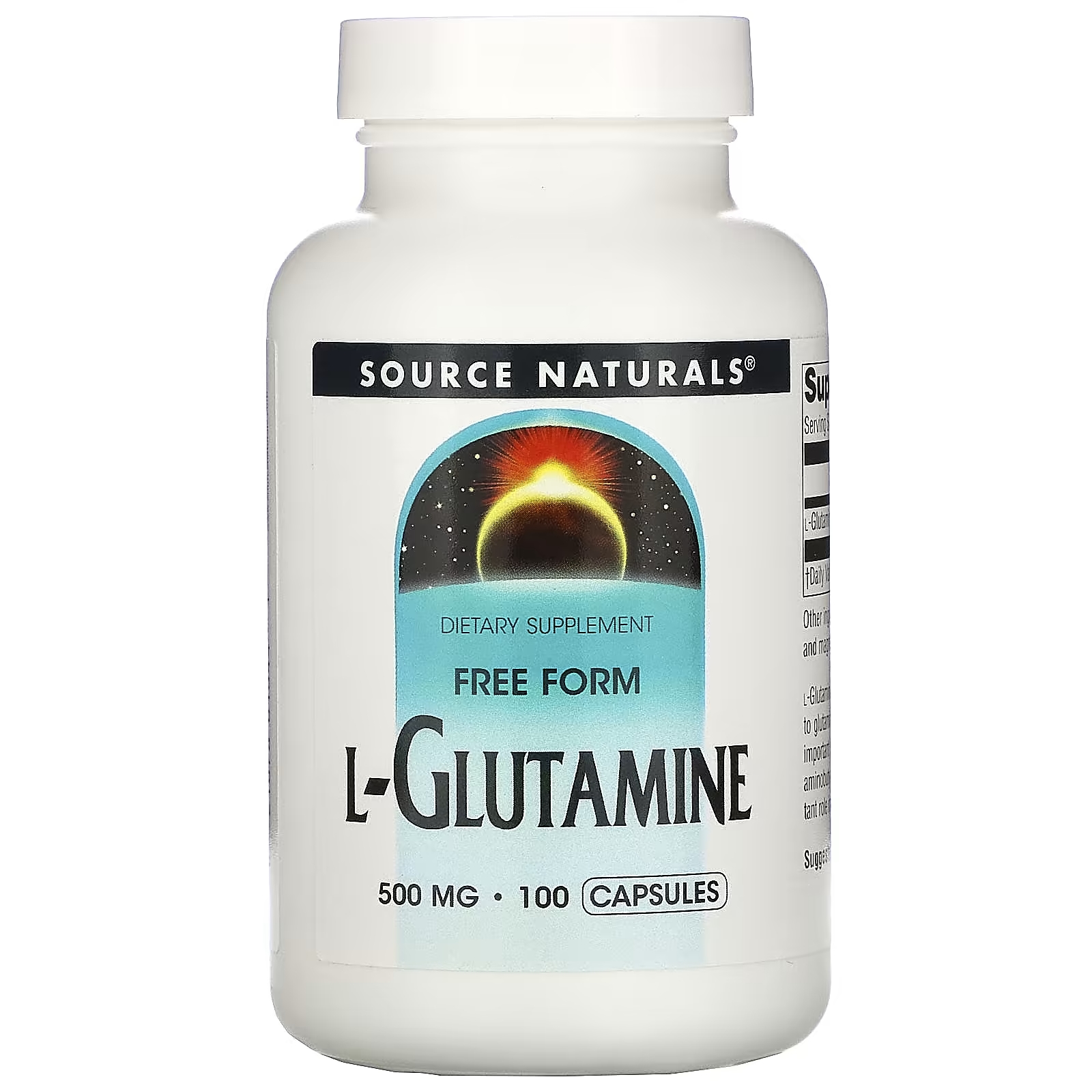 Source Naturals L-глутамин 500 мг, 100 капсул source naturals убихинол coqh​​ 100 мг 90 капсул