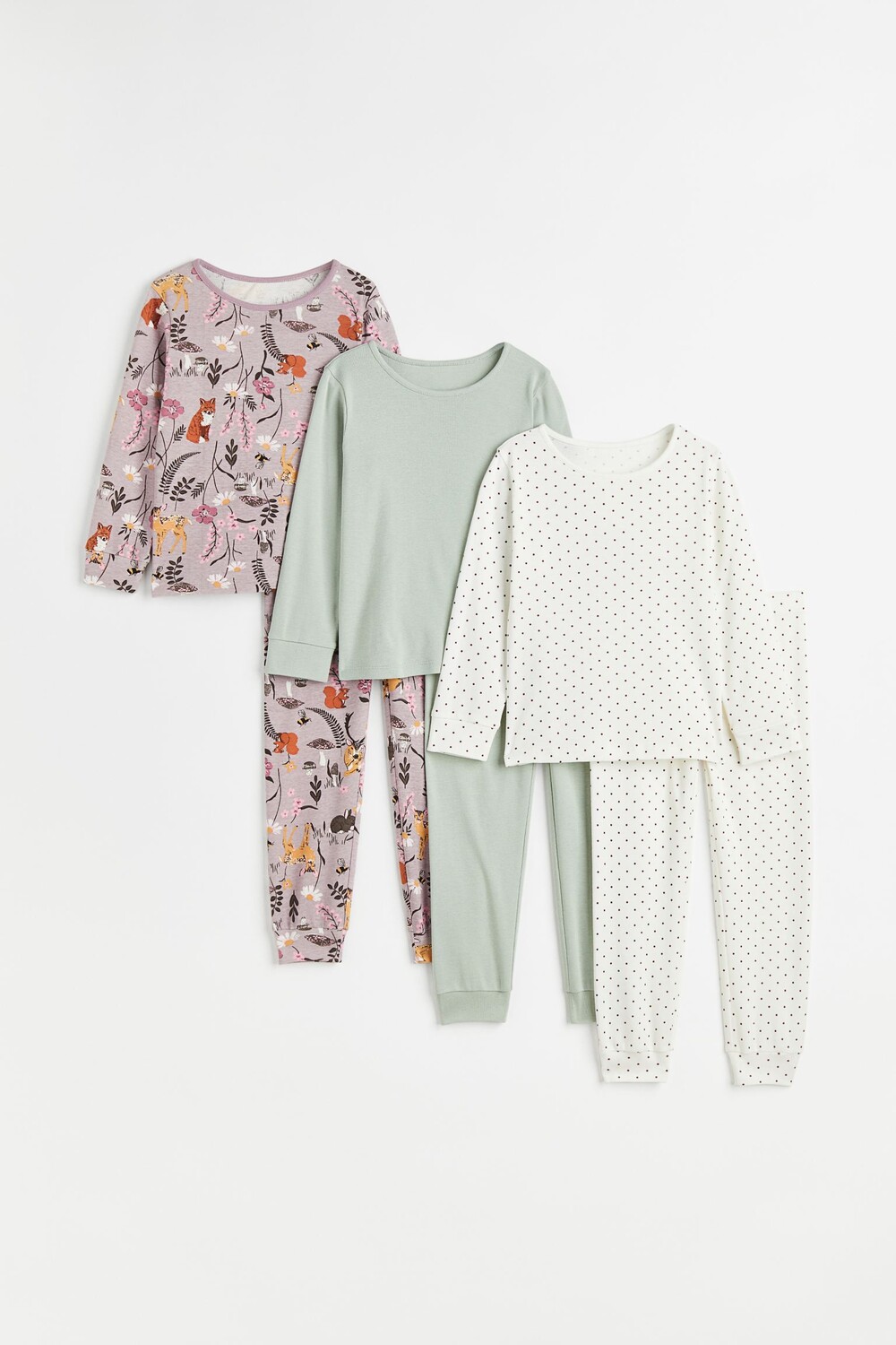 

3 пижамы из джерси H&M Forest Animals, светло-фиолетовый