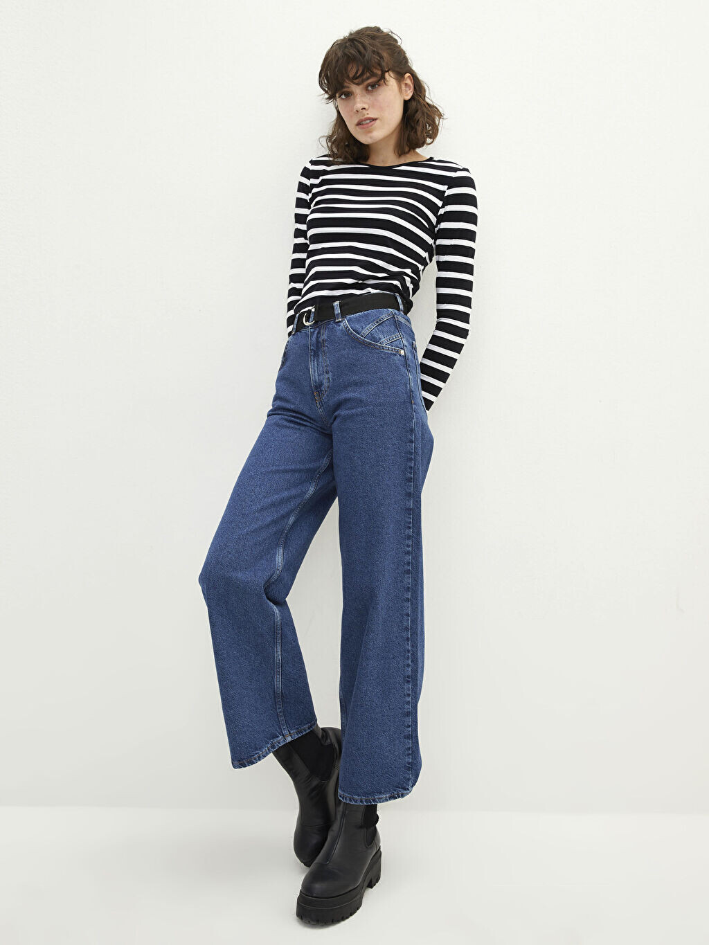 

Широкие прямые женские джинсовые брюки Rodeo с высокой талией LCW Jeans