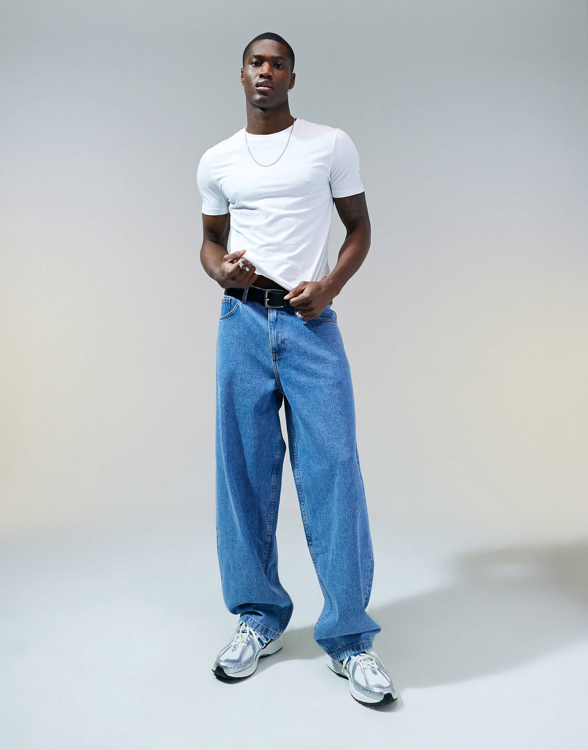 Джинсы Asos Design Loose Fit, синий светло синие зауженные джинсы стрейч asos design