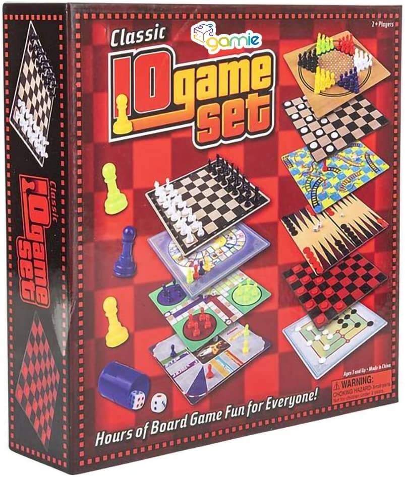 Набор настольных игр Gamie 10 In 1 развивающая игрушка 1toy игра настольная 3в1 шашки шахматы нарды