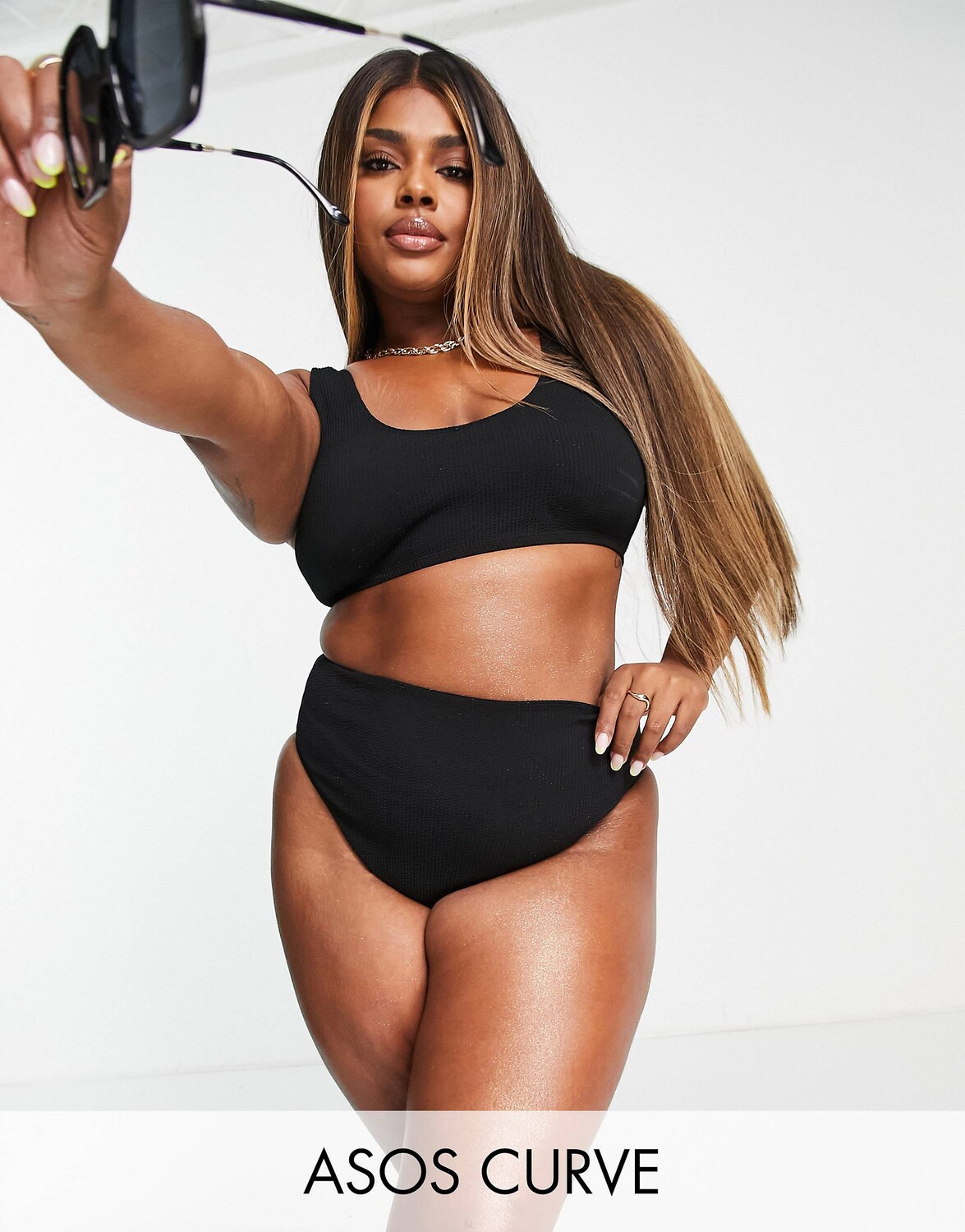 

Черные плавки бикини с завышенной талией ASOS DESIGN Curve mix and match, Черный
