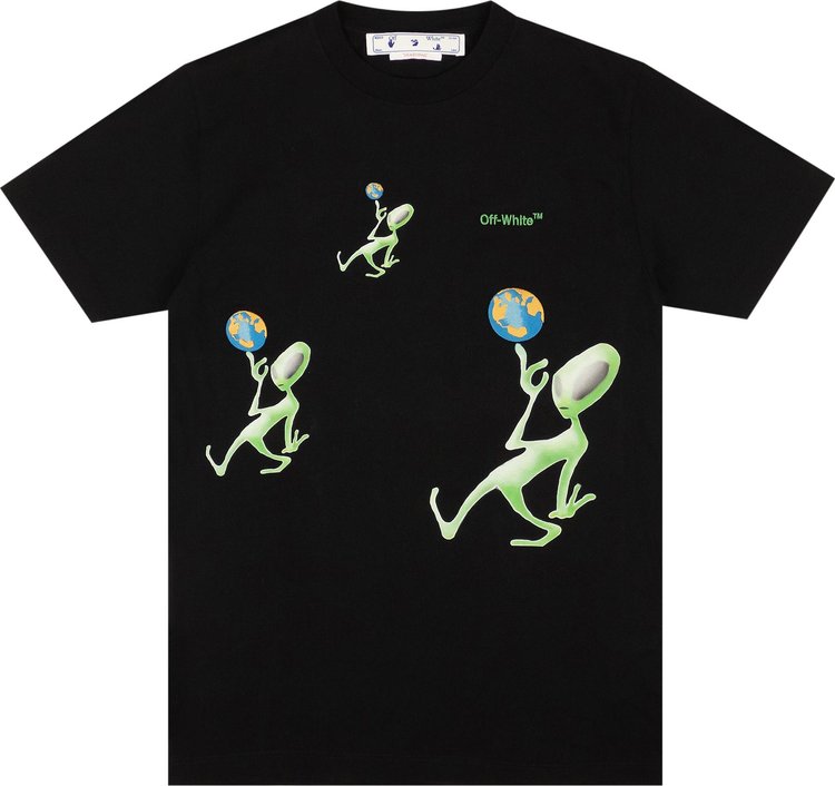 Футболка Off-White Alien Arrow Over Short-Sleeve Tee 'Black/Green', черный - фото