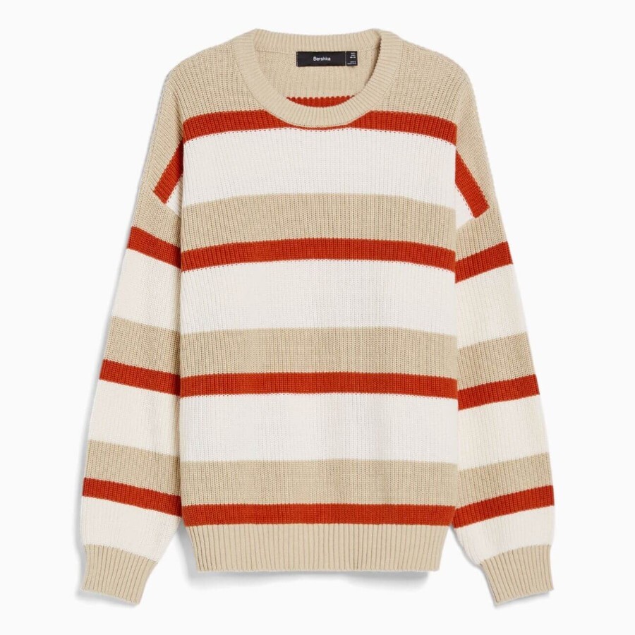 

Свитер Bershka Horizontal Stripe, кремовый/белый