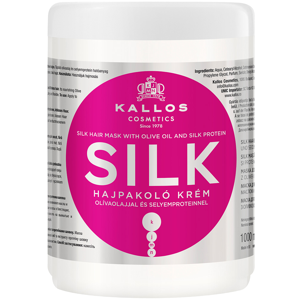 Kallos Silk разглаживающая маска для волос с шелком, 1000 мл