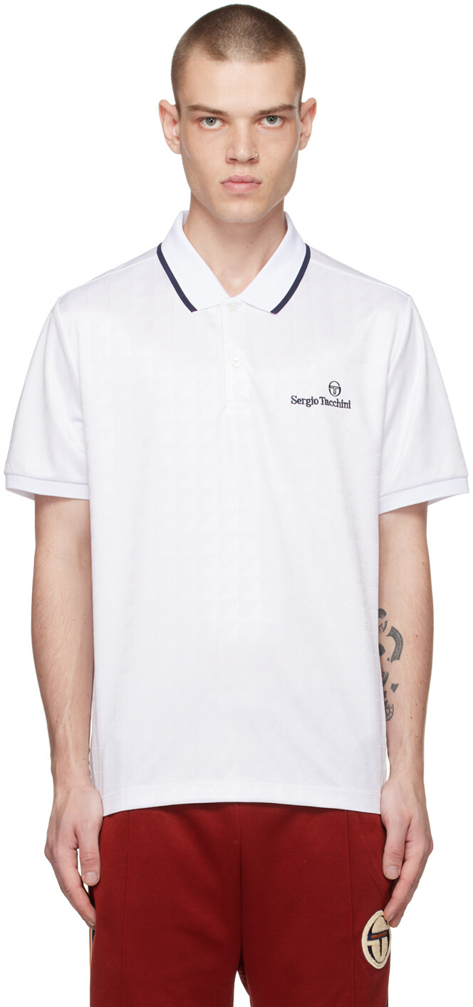 

Белая футболка-поло с геометрическим рисунком Sergio Tacchini