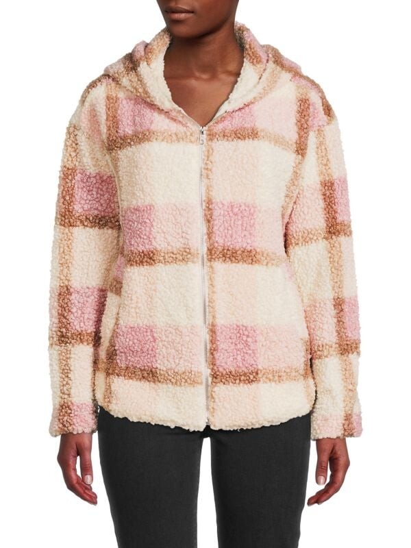 

Толстовка в Клетку Lush Teddy из искусственной овчины, pink plaid
