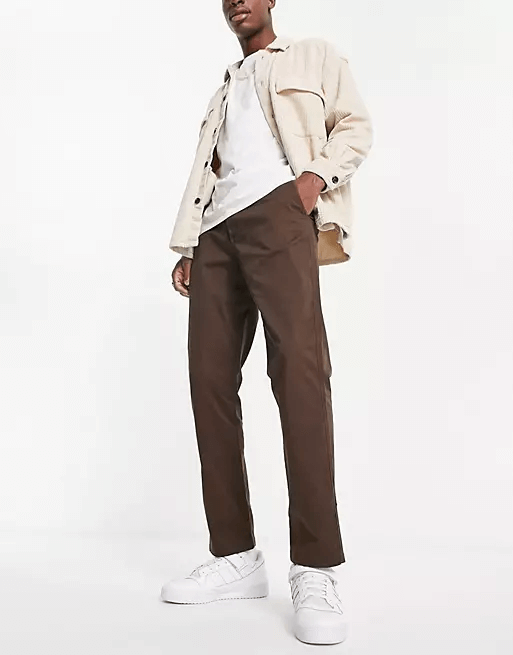 Узкие брюки Pull&Bear Chinos, коричневый