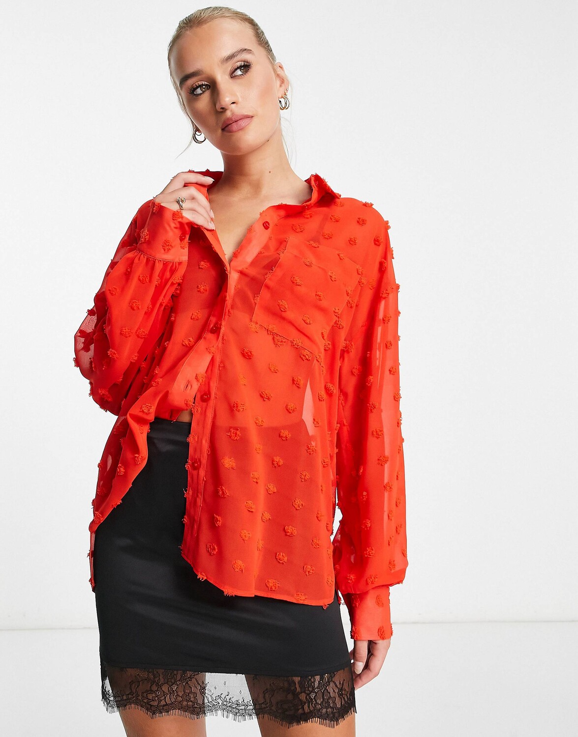 

Красная рубашка свободного кроя ASOS DESIGN
