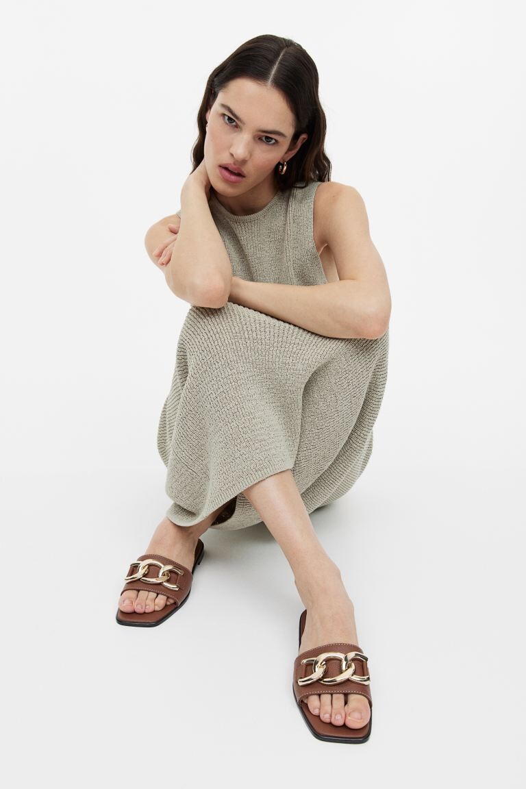 

Кожаные шлепанцы H&M, коричневый