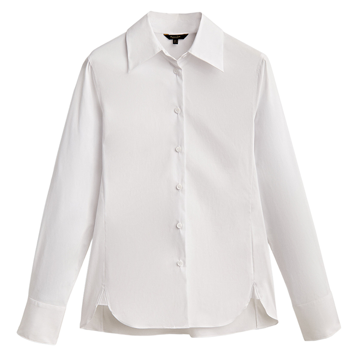Рубашка Massimo Dutti Stretch Poplin, белый рубашка massimo dutti cropped poplin with pockets белый