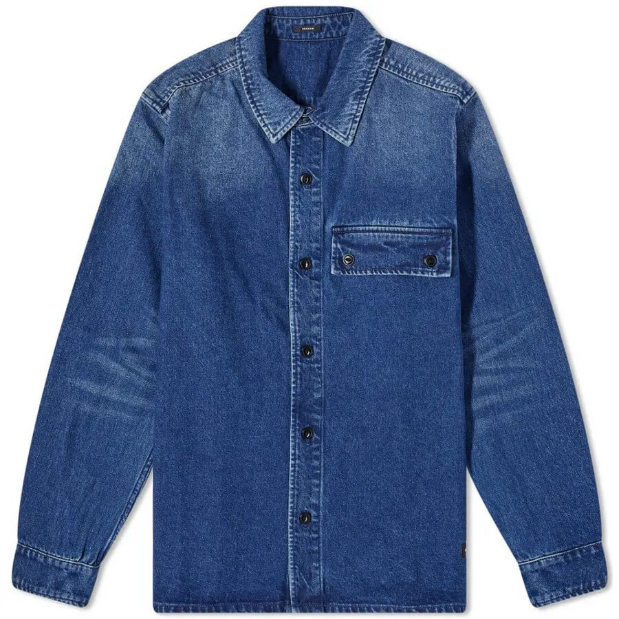 Джинсовая куртка-рубашка Denham Burton Flap, сине-голубой