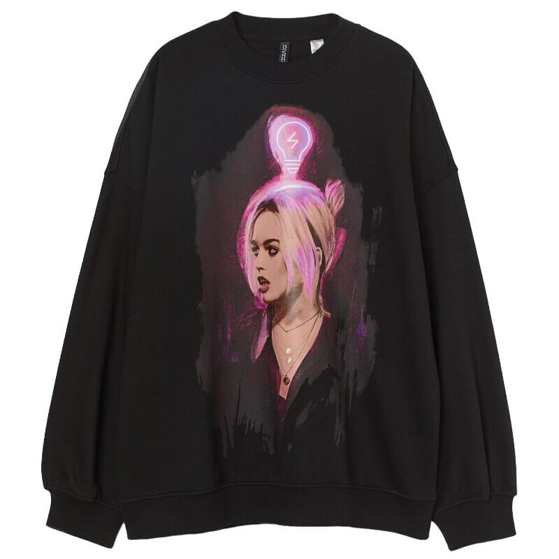 

Свитшот H&M x Netflix Maeve Oversized Printed, черный