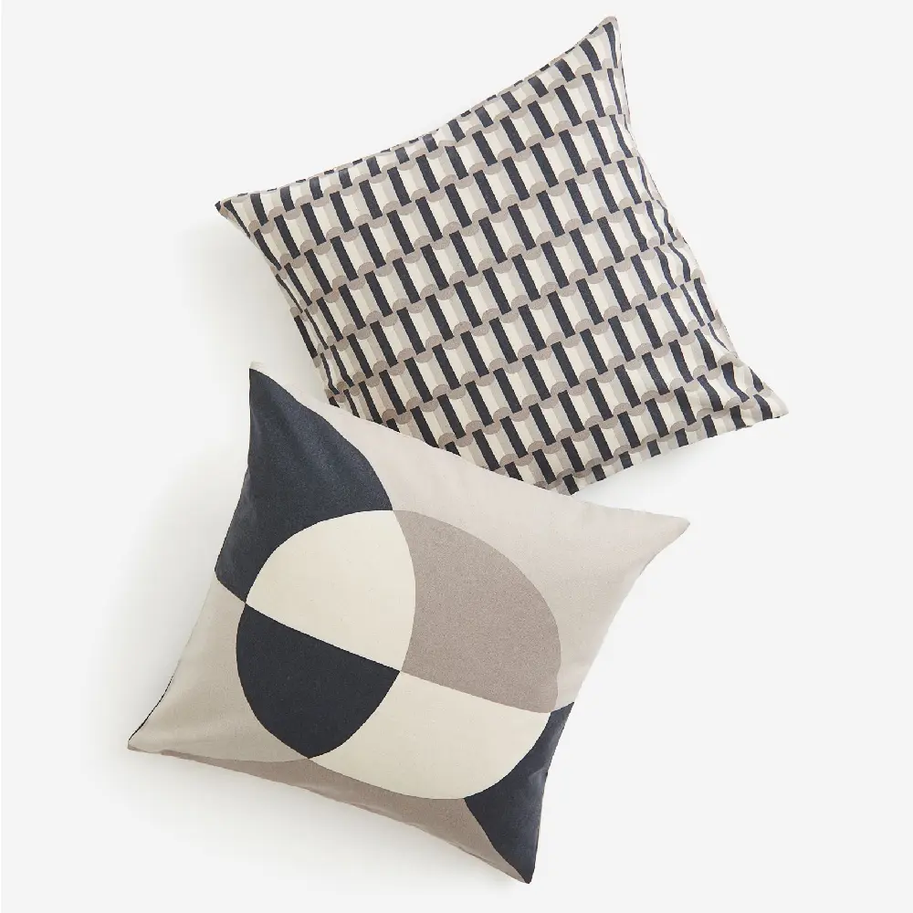 

Комплект декоративных наволочек H&M Home Cotton, 2 предмета, серо-бежевый