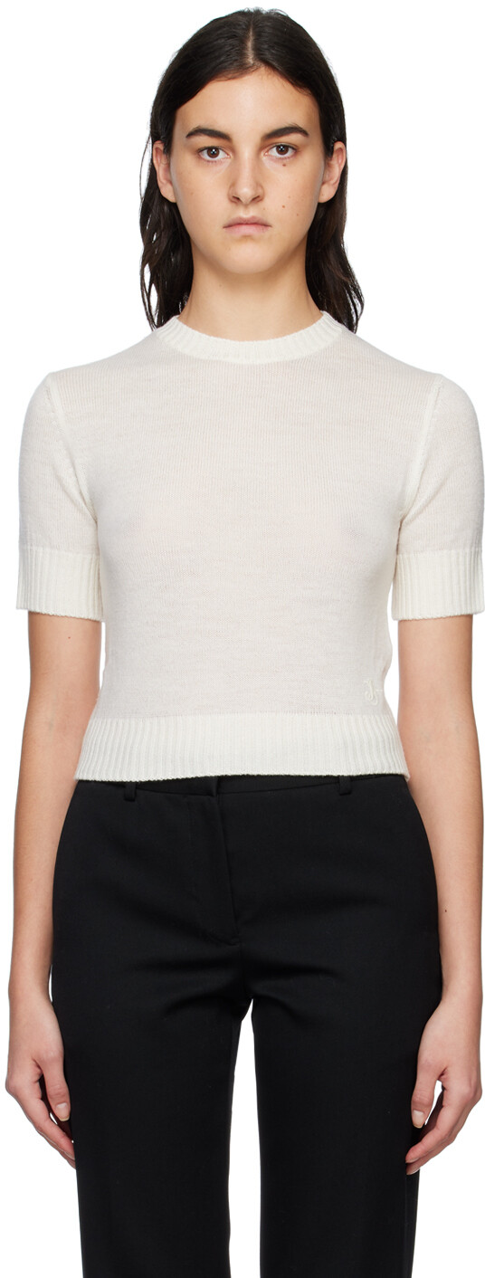 

Белый свитер с круглым вырезом Jil Sander
