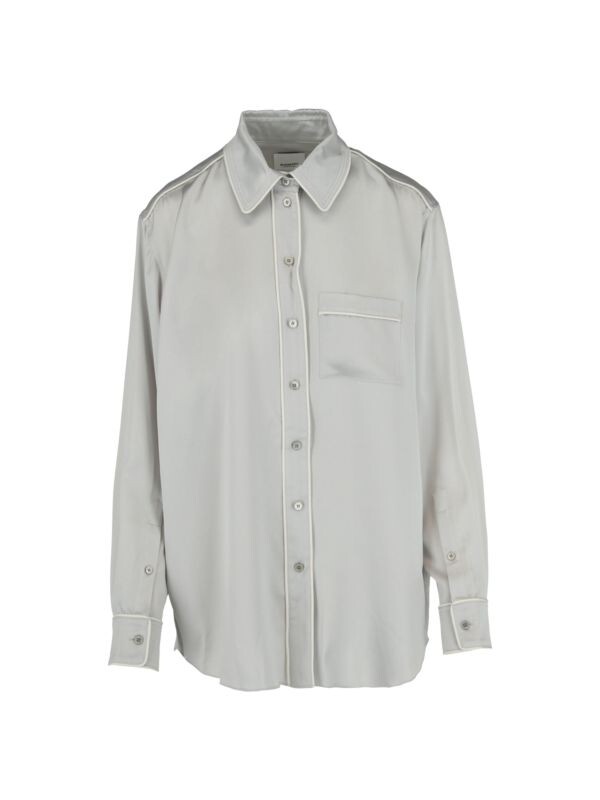 

Шелковая рубашка на пуговицах с окантовкой Burberry Grey