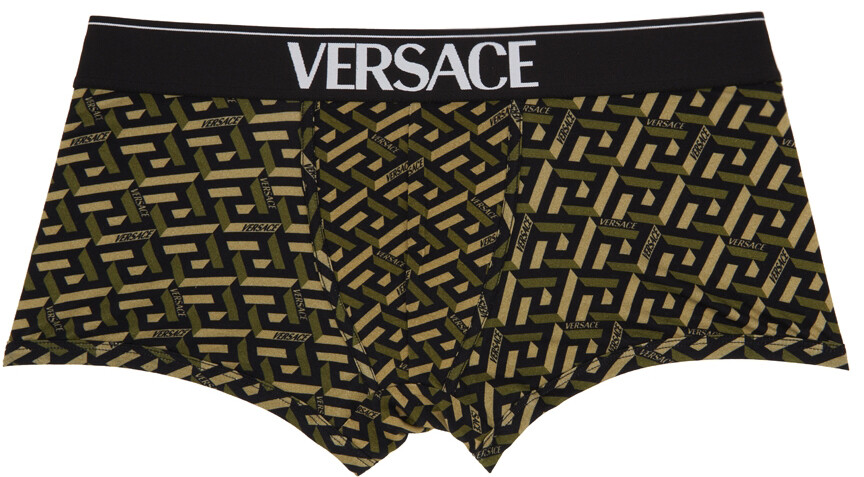 

Боксеры цвета хаки с принтом Greca Versace Underwear
