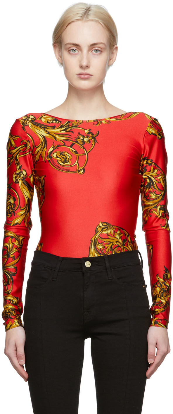 

Красное боди Regalia в стиле барокко Versace Jeans Couture