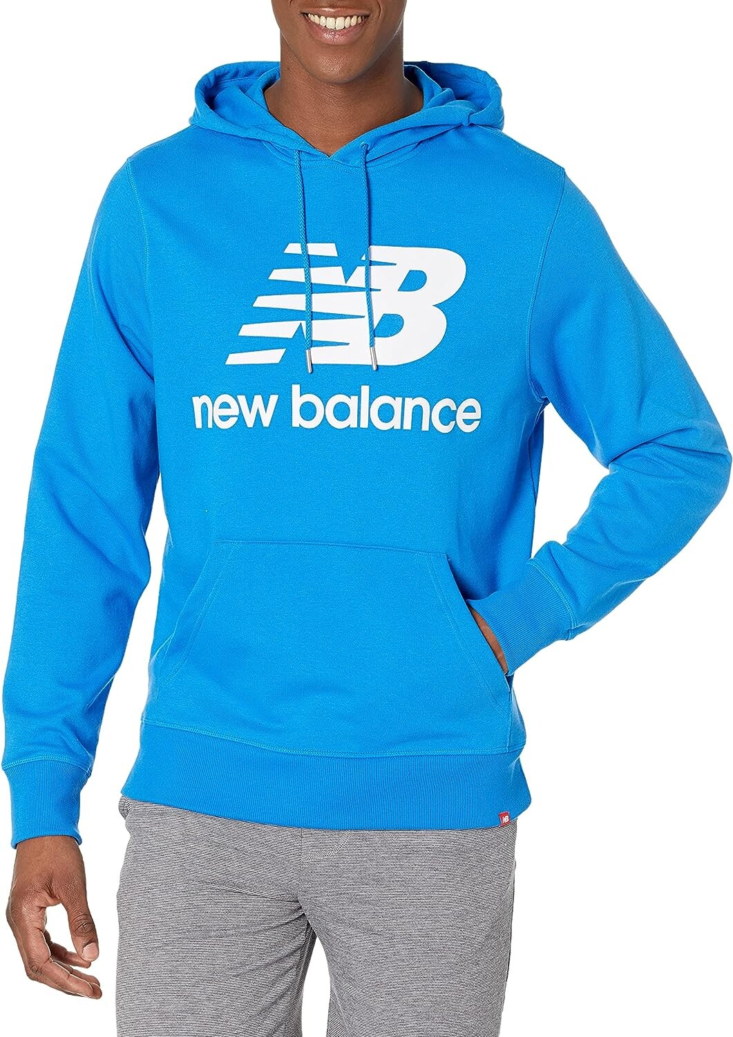 

Толстовка New Balance Men's NB Essentials Stacked Logo, голубой, Синий