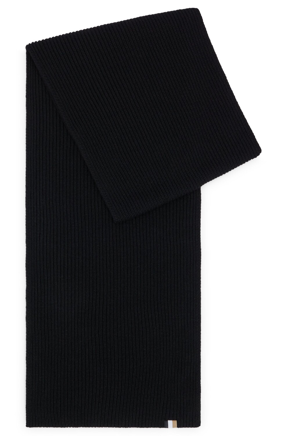

Шарф Boss Ribbed With Signature-stripe Flag, черный