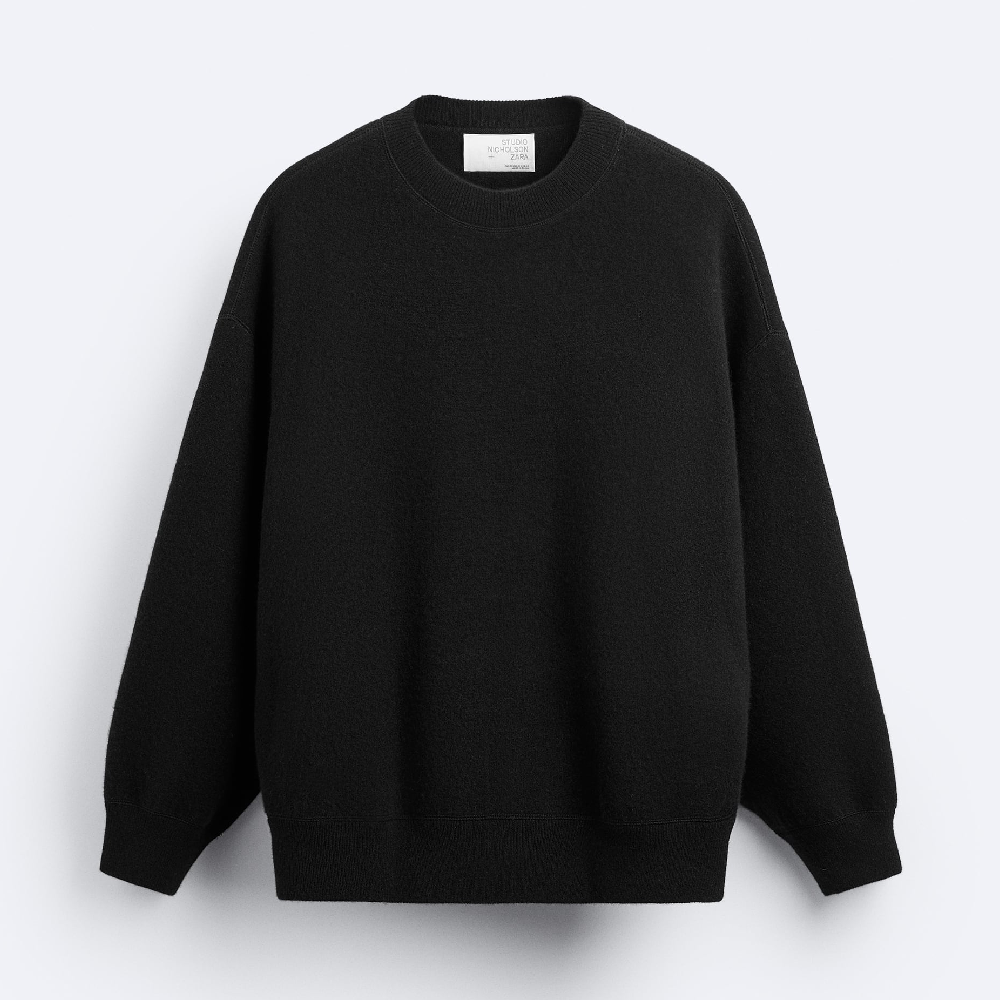 Свитер Zara X Studio Nicholson Cashmere Blend, черный свитер zara x studio nicholson cashmere blend серый