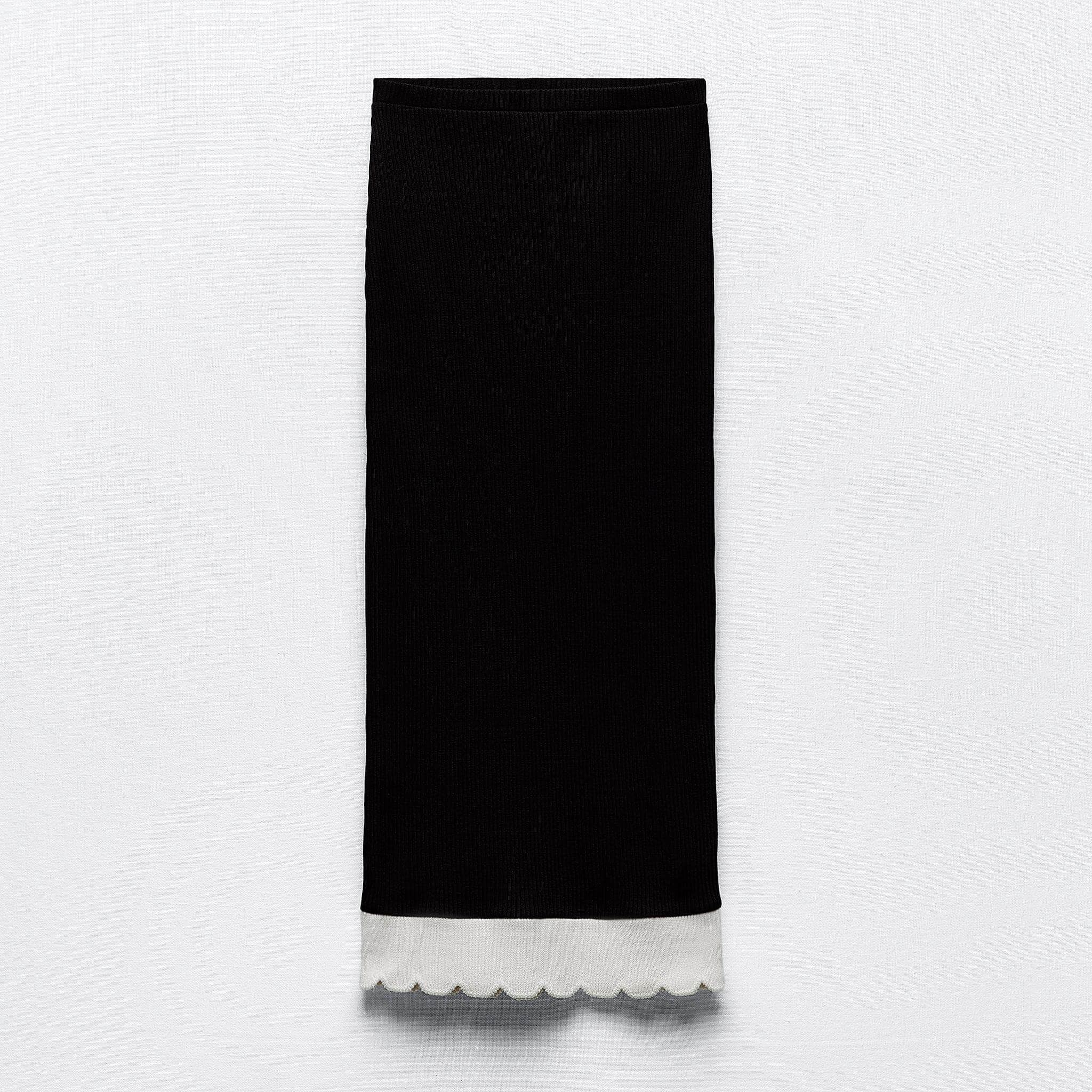 Юбка Zara Contrast Ribbed, черный/экрю топ zara contrast gingham красно коричневый экрю
