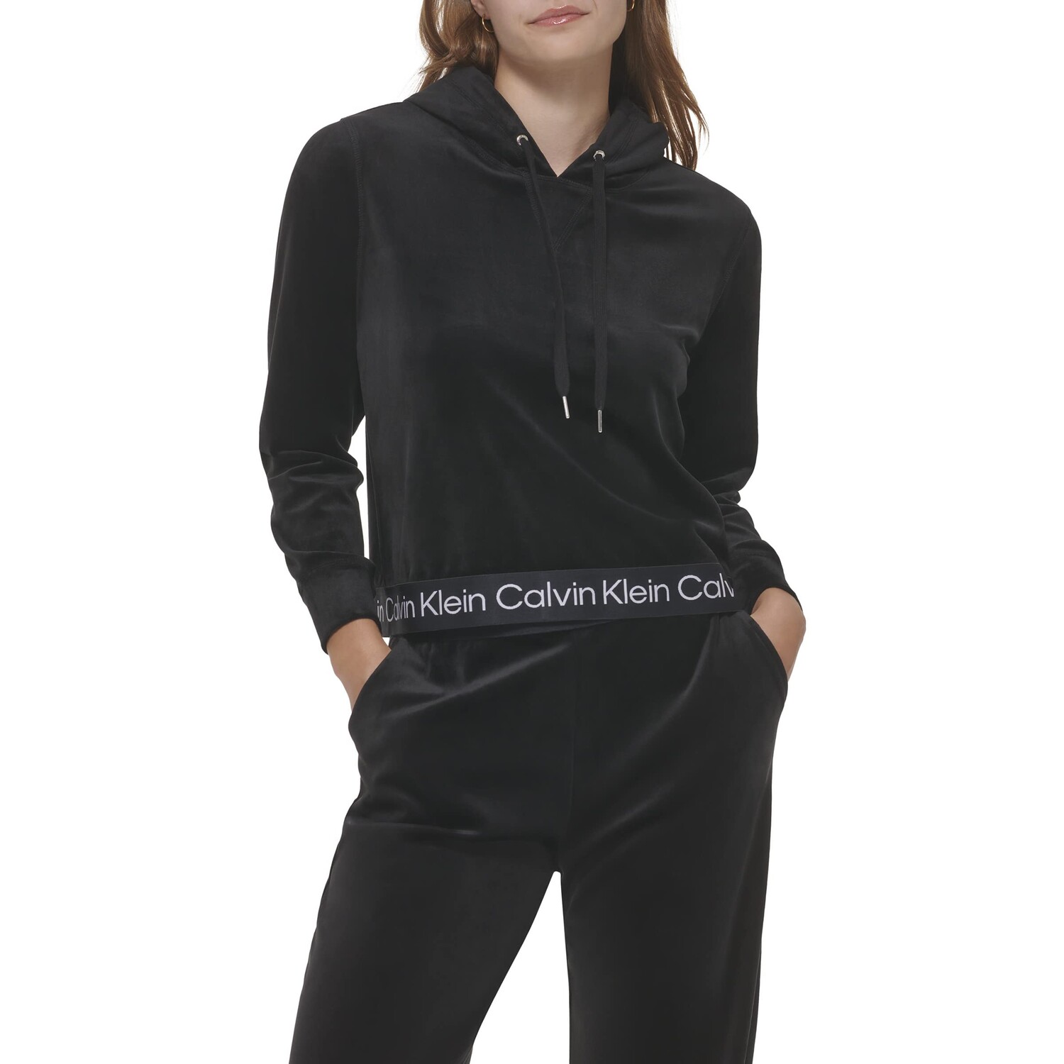

Худи Calvin Klein, Crop Hoodie with Logo Tape, Черный
