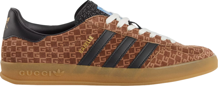 Лимитированные кроссовки Adidas Adidas x Gucci Gazelle 'Square GG Monogram', коричневый - фото