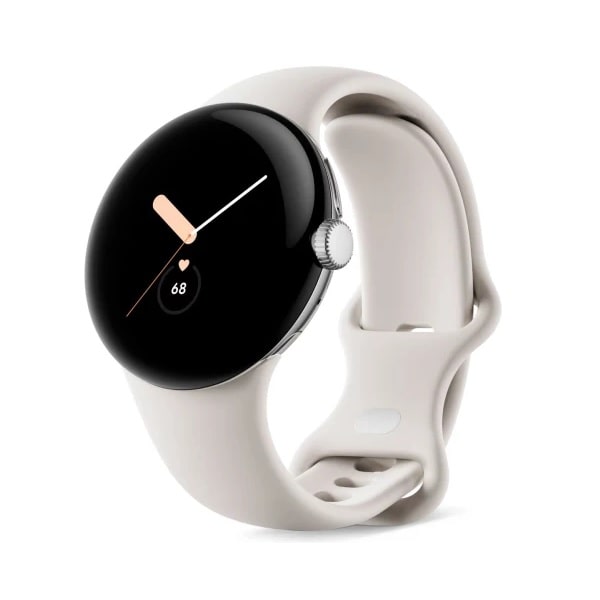 Умные часы Google Pixel Watch, (LTE+Wi-Fi), серебристый/белый ремешок для часов с рождественским принтом для samsung galaxy watch active 2 watch 3 45 мм 41 мм браслет для часов huawei watch gt2 20 22 мм