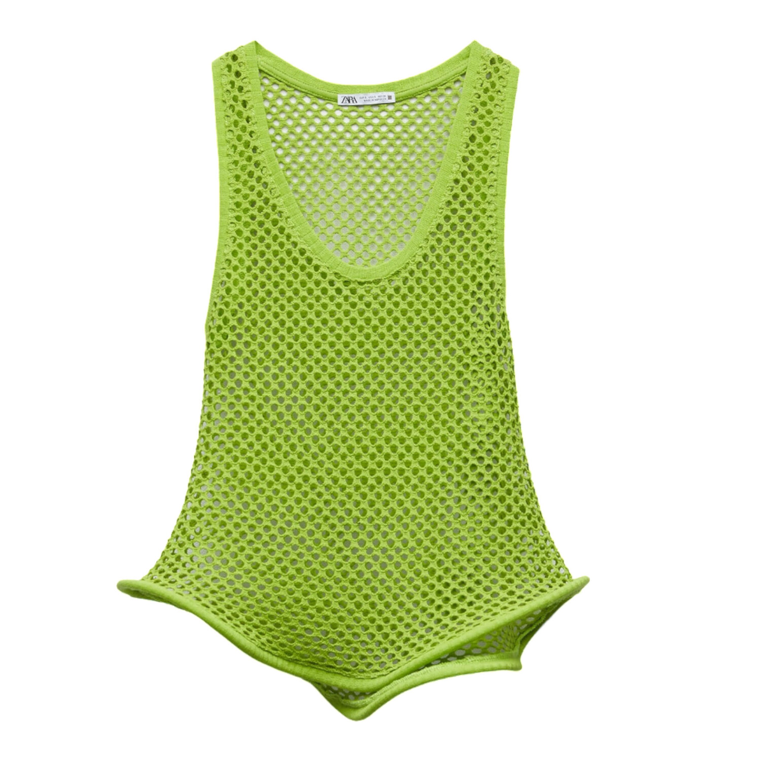 

Футболка Zara Mesh With Rigid Hem, зеленый