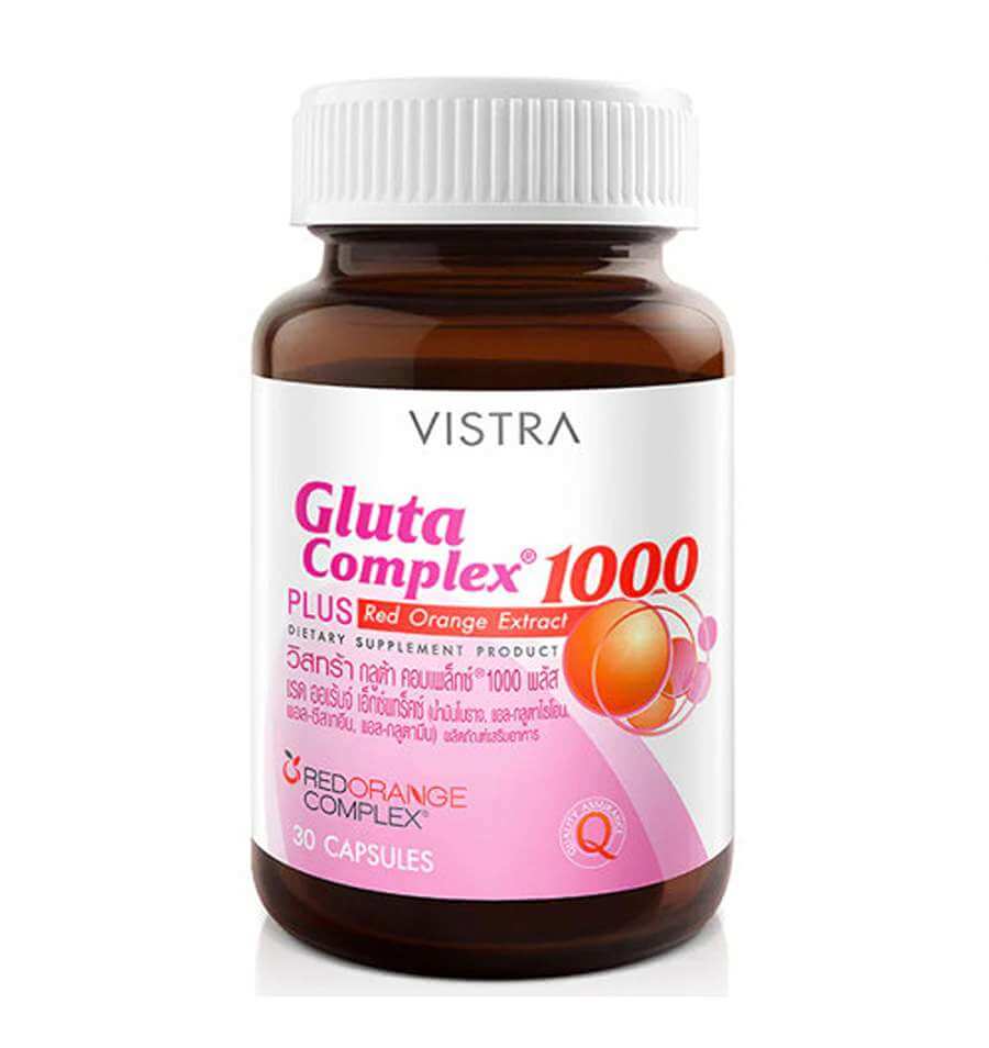 Глюта комплекс Vistra Gluta Complex 1000 Plus Red Orange Extract, 30 капсул набор пищевых добавок vistra acerola cherry 1000 mg gluta complex 800 plus rice extract 45 30 таблеток