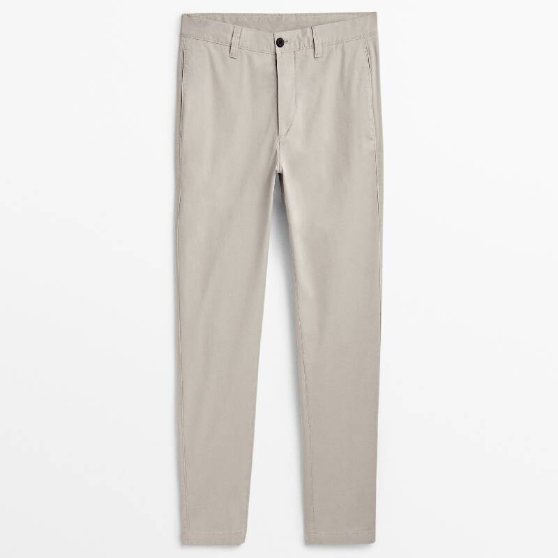 

Брюки Massimo Dutti Tapered Fit Cotton, светло-серый