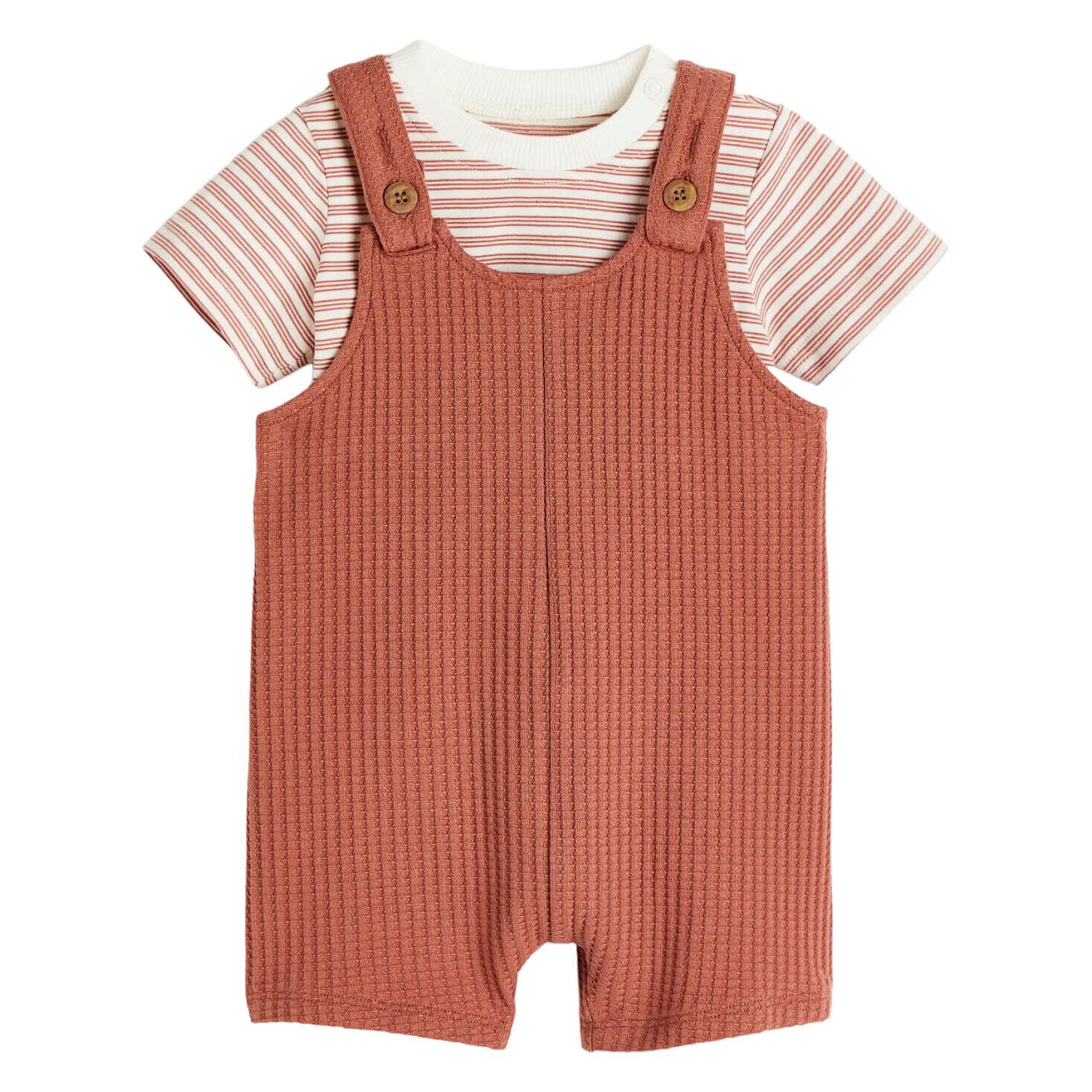 комбинезон adidas размер 3 4y [met] розовый Комплект одежды H&M Baby Striped, 2 предмета, терракотовый/белый