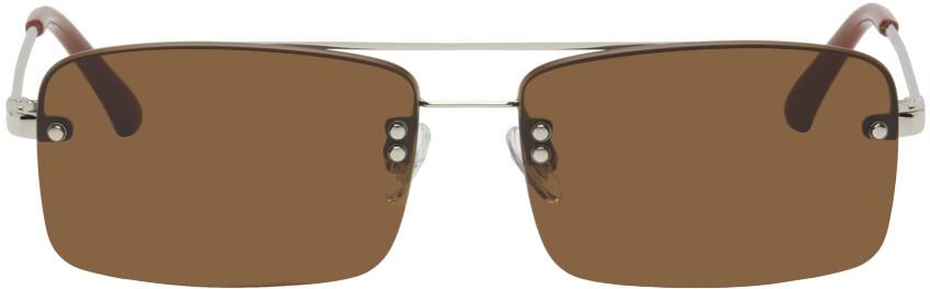 

Серебряные солнцезащитные очки Linda Farrow Edition 156 C3 Dries Van Noten