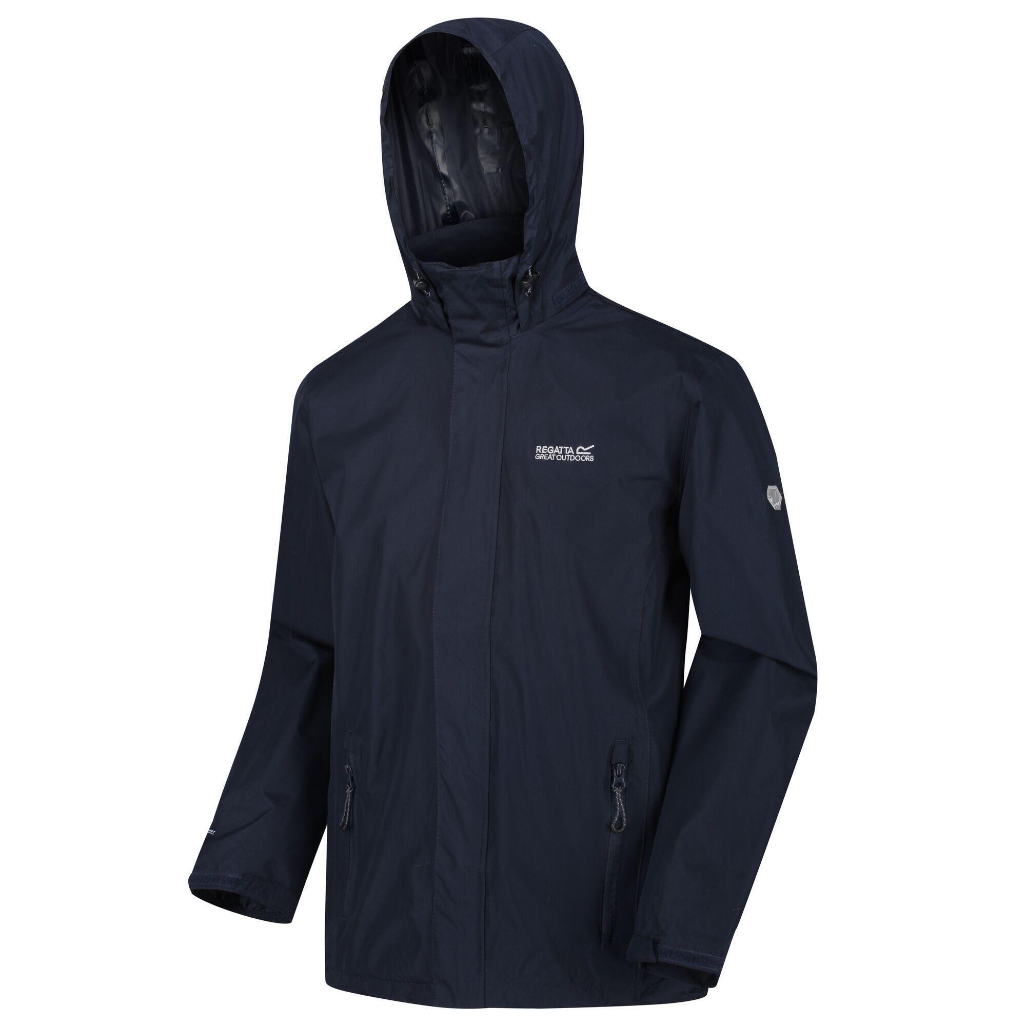 Куртка Regatta легкая матовая непромокаемая мужская прогулочная со скрытым капюшоном, темно-синий