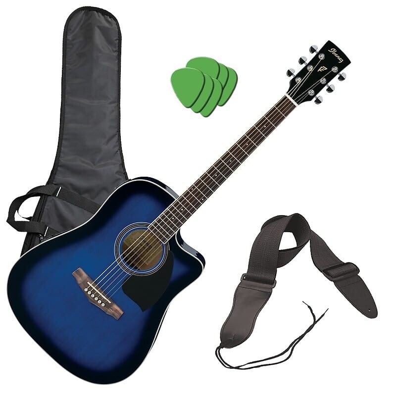 

Акустическая гитара Ibanez PF15ECE Acoustic-Electric Guitar Transparent Blue Sunburst PERFORMER PAK