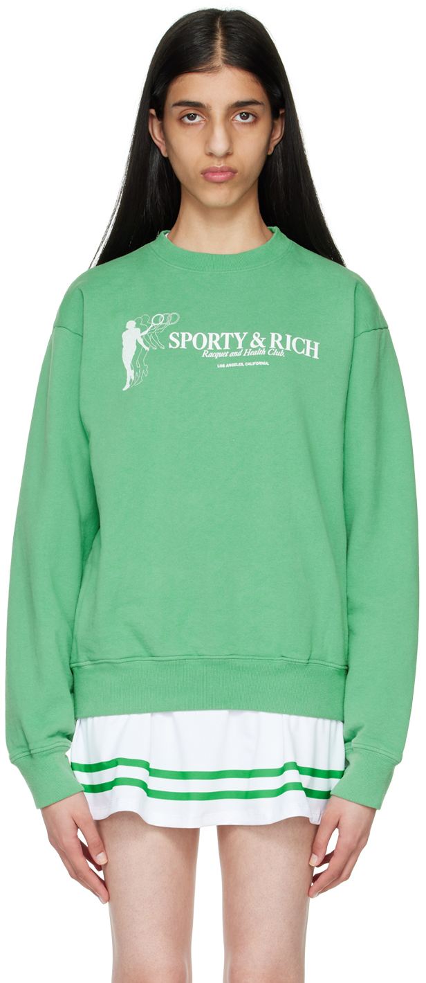 Зеленая хлопковая толстовка Sporty & Rich