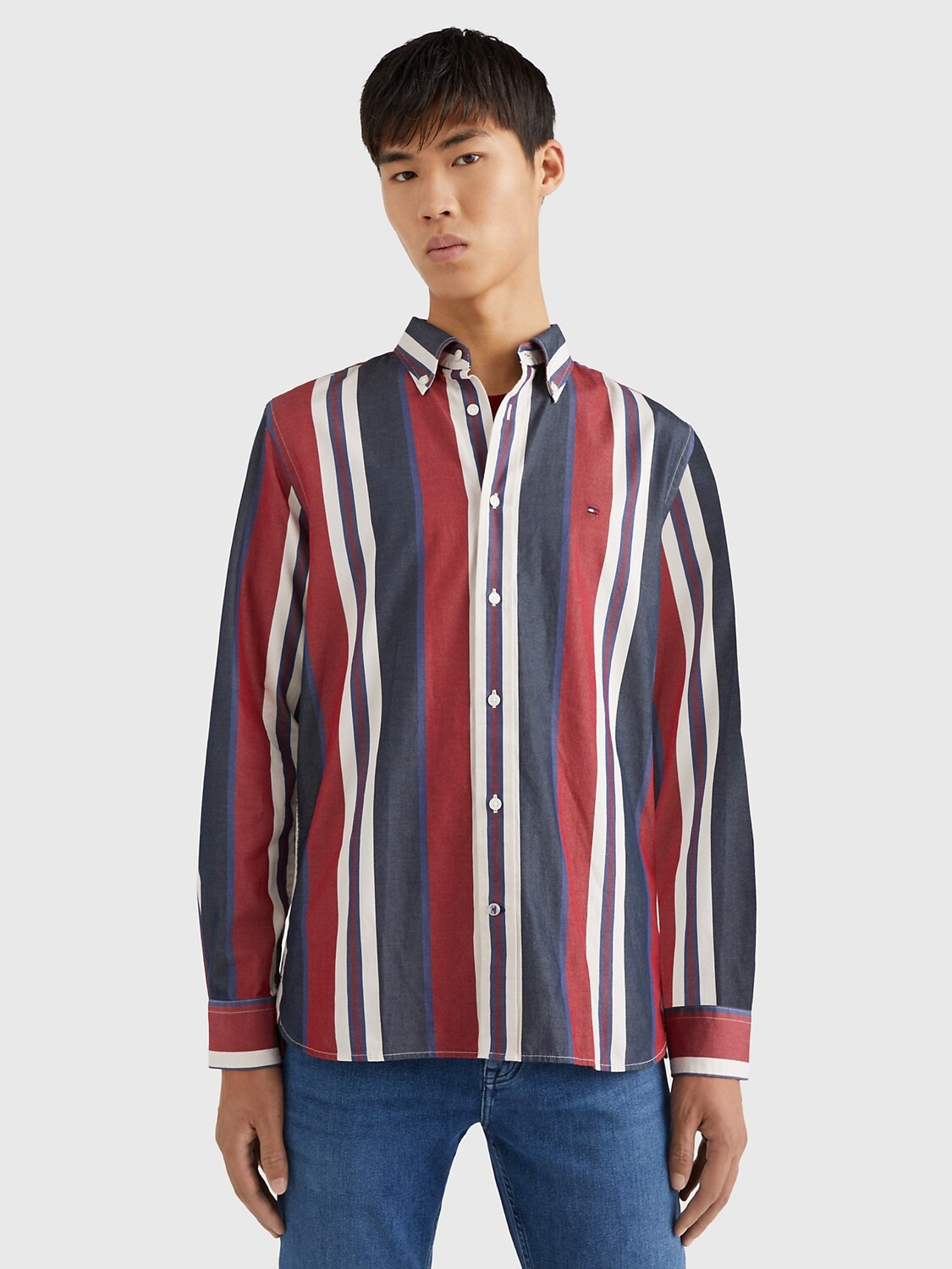 

Рубашка обычного кроя из множественных полос Tommy Hilfiger, regatta red / небо пустыни / мульти