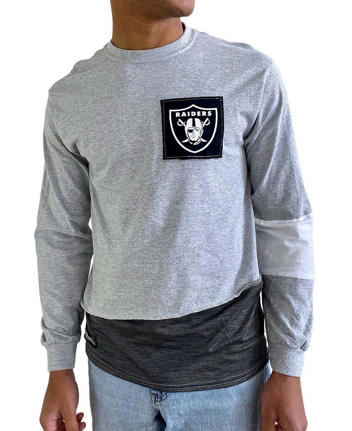 

Мужская серая футболка с длинным рукавом las vegas raiders angle Refried Apparel, серый