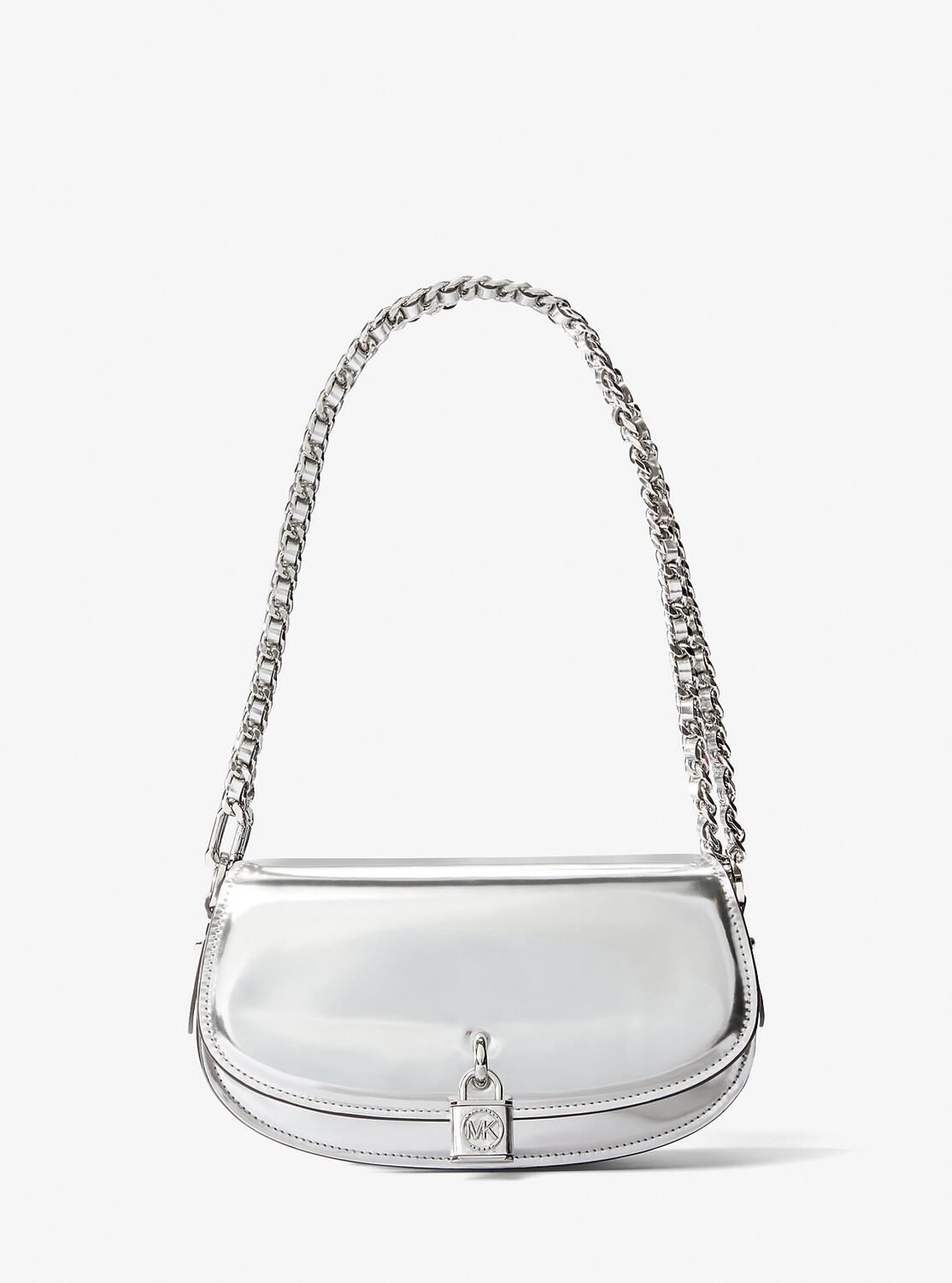 

Сумка Michael Michael Kors Mila Small Metallic Leather Shoulder, серебристый