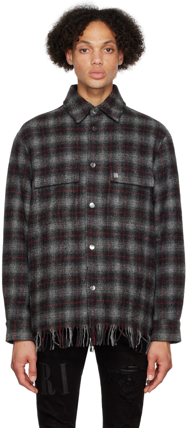 

Серая рубашка c бахромой AMIRI
