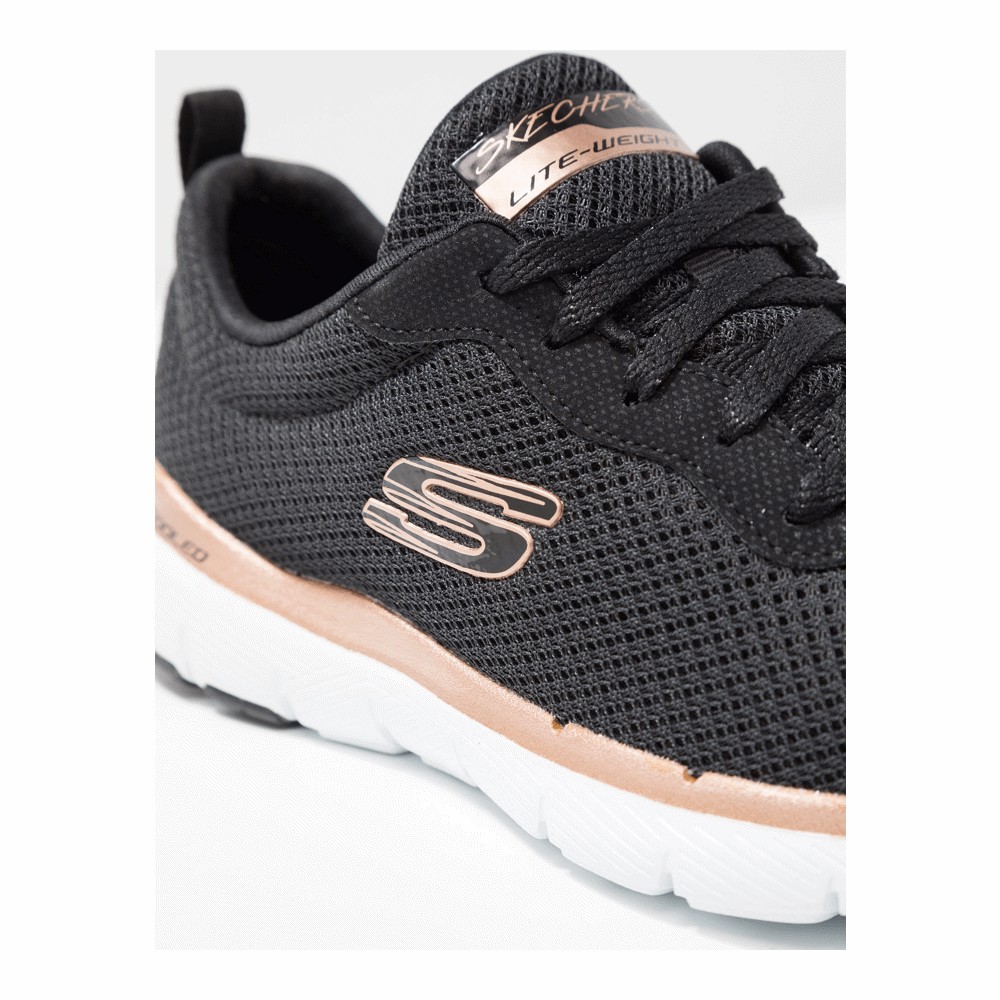 Skechers flex appeal 3.0 black sales rose gold