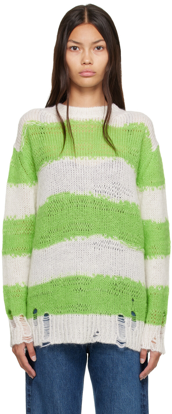 

Зелено-белый рваный свитер Acne Studios