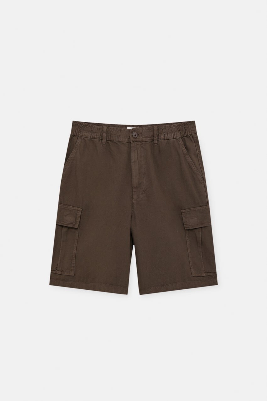 

Шорты Pull&Bear Cargo bermuda, тёмно-коричневый