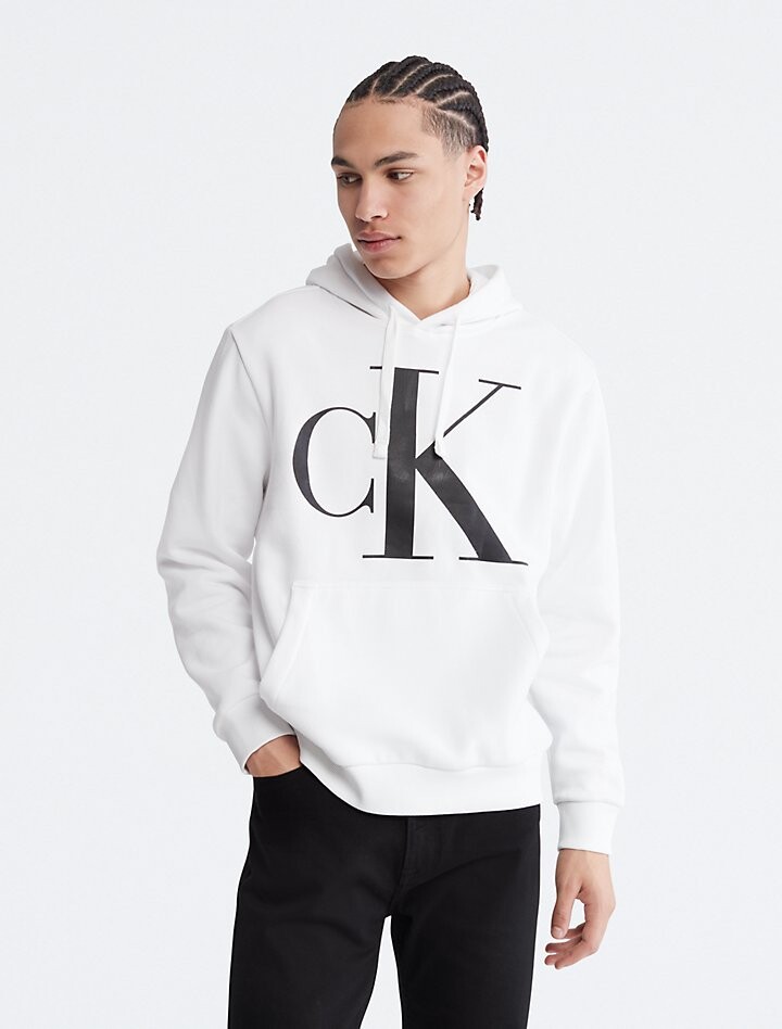 

Худи из флиса с монограммой и логотипом Calvin Klein, белый