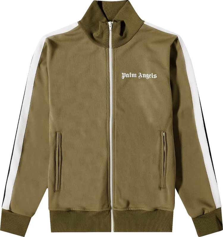 Куртка Palm Angels Classic Track Jacket 'Military/White', зеленый - фото