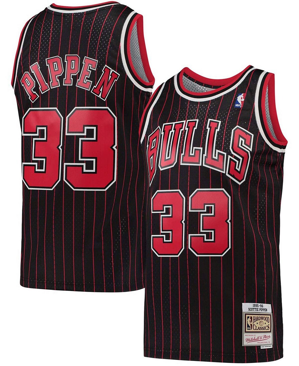 

Мужская футболка scottie pippen black chicago bulls hardwood classics 1995-96 swingman jersey Mitchell & Ness, черный