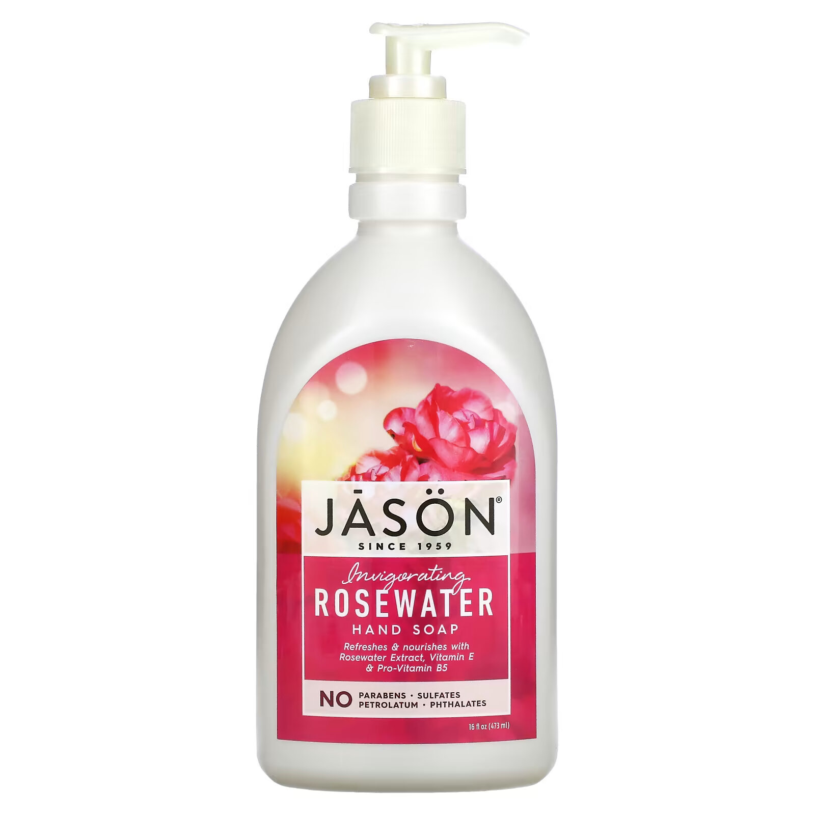 Jason Natural, Бодрящее мыло для рук, розовая вода, 473 мл (16 жидк. Унций) attitude oatmeal sensitive natural care мыло для рук масло авокадо 473 мл 16 жидк унций