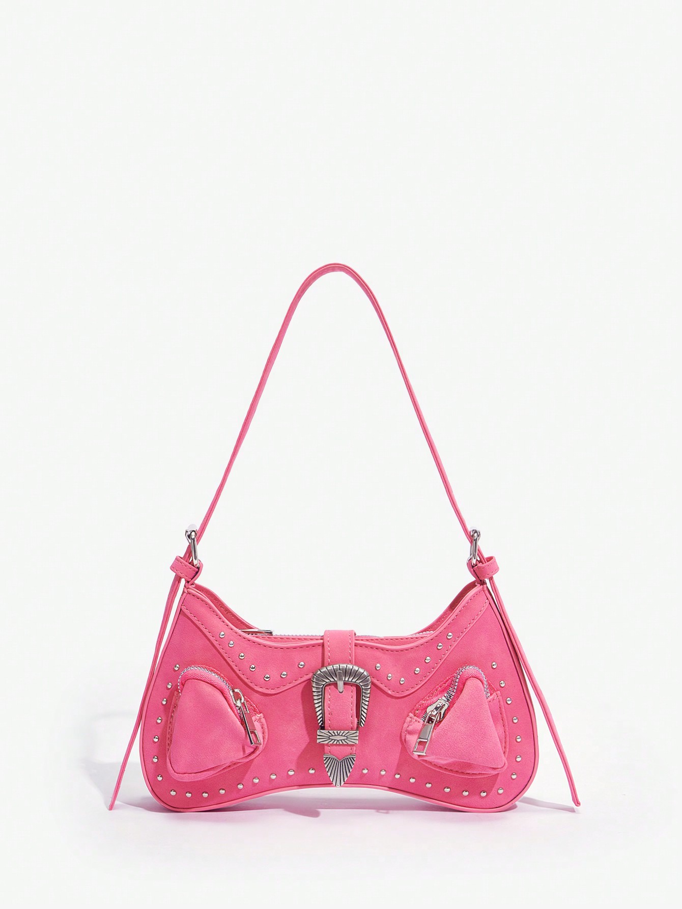 SHEIN ICON Женская модная винтажная красная сумка через плечо с заклепками, розовый цена и фото