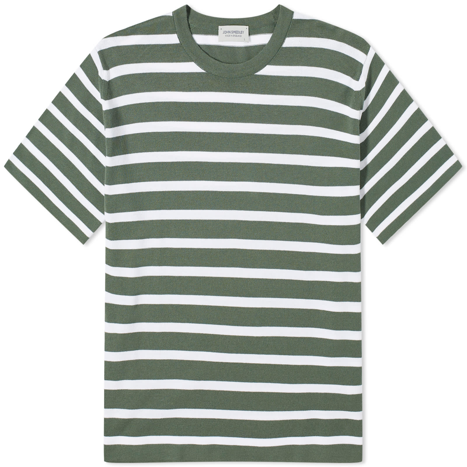 Футболка John Smedley Allan Stripe, цвет Palm & White шерстяной джемпер lundy с круглым вырезом john smedley зеленый